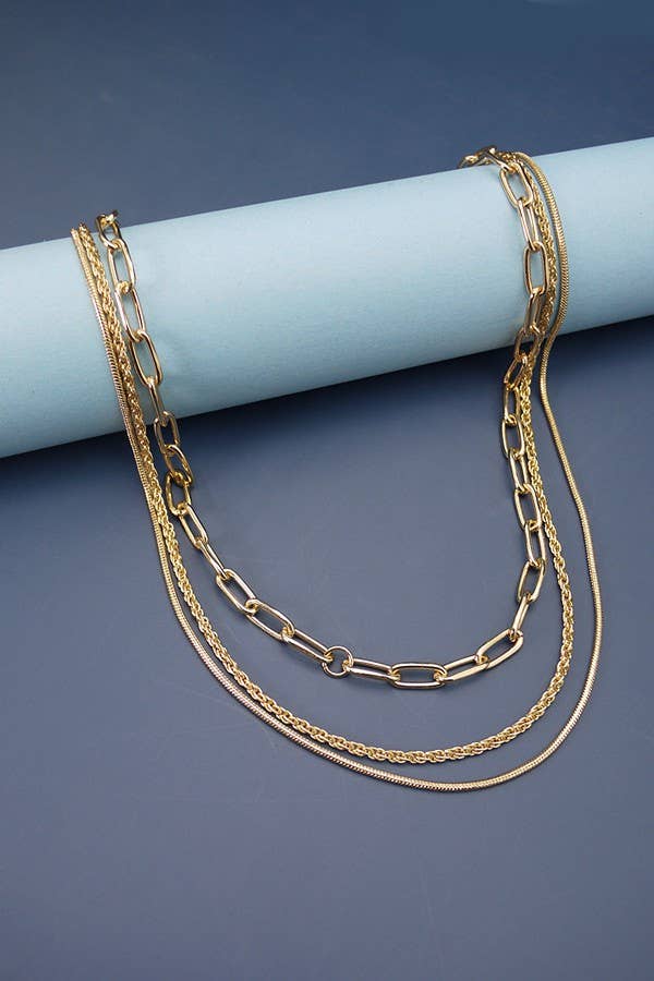 MULTI LAYER CHAIN NECKLACE - GOLD
