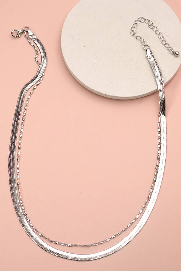 DOUBLE SNAKE NECKLACE - Silver