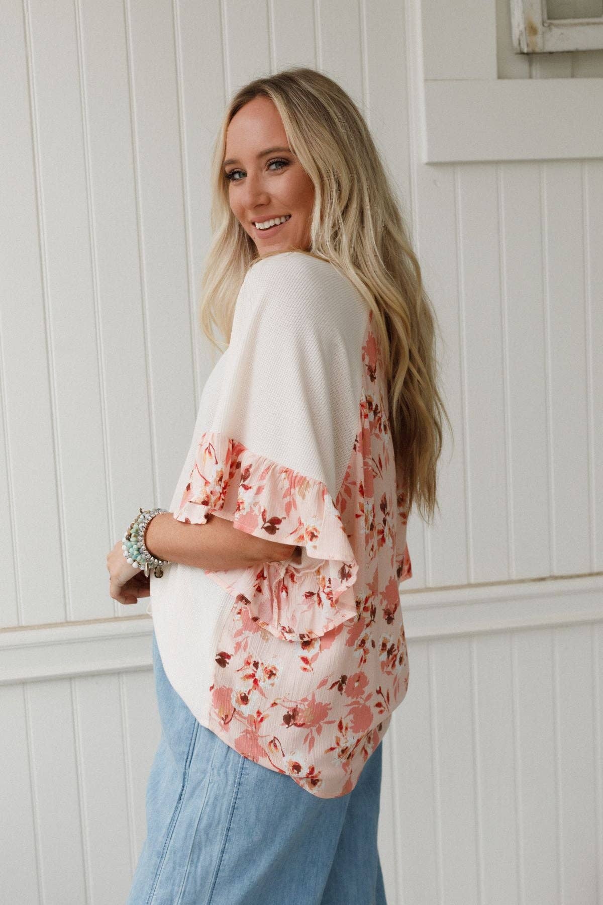 Ruffle Sleeve Top - Cream