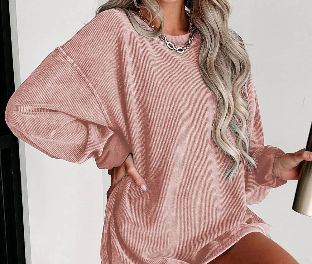 Rose Ribbed Sweatshirt