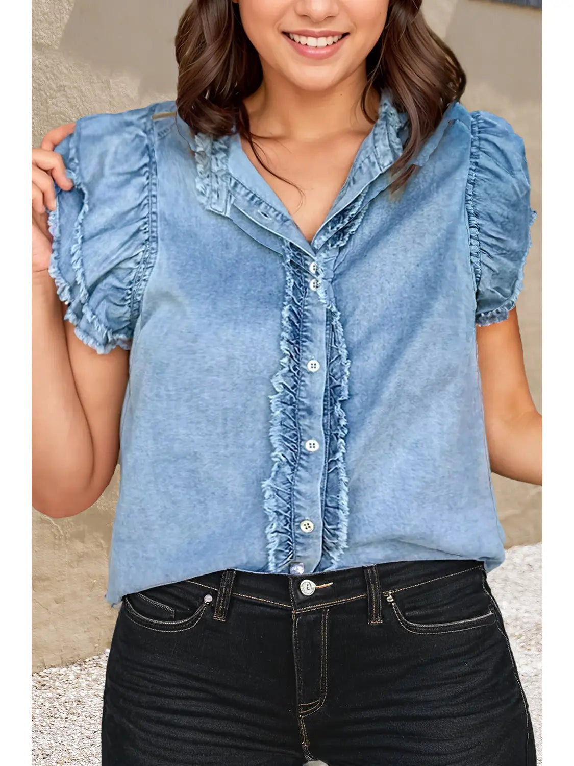 Frayed Denim Shirt