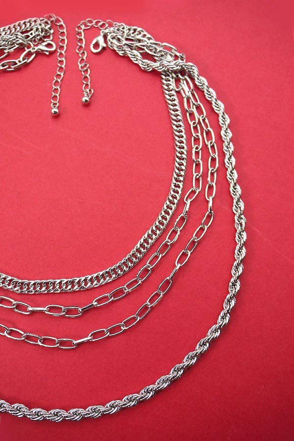 MULTI SILVER CHAIN NECKLACE