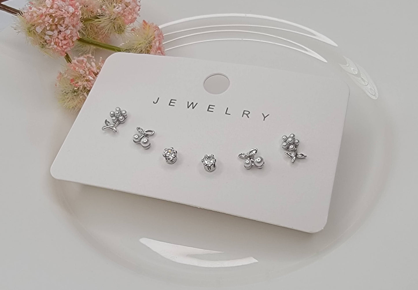 THREE PAIR MINI STUD EARRINGS