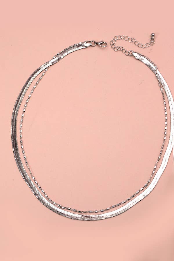 DOUBLE SNAKE NECKLACE - Silver