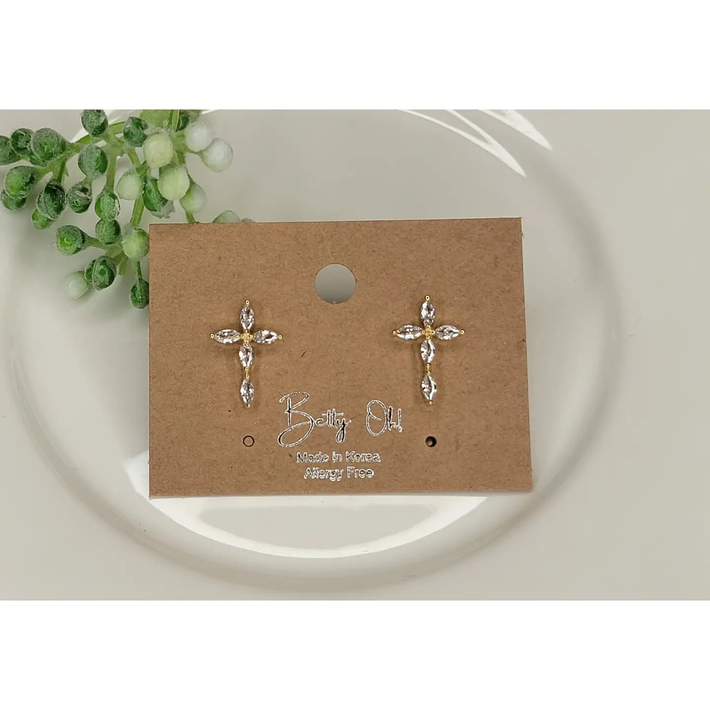 Crystal Cross Earrings
