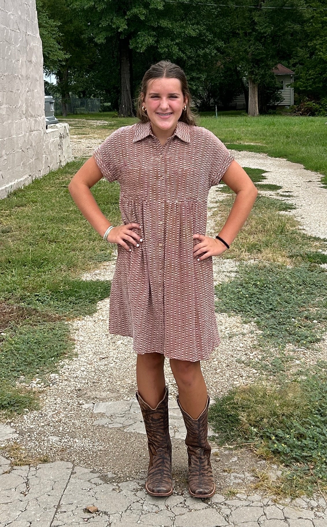 Rust Textured Dress
