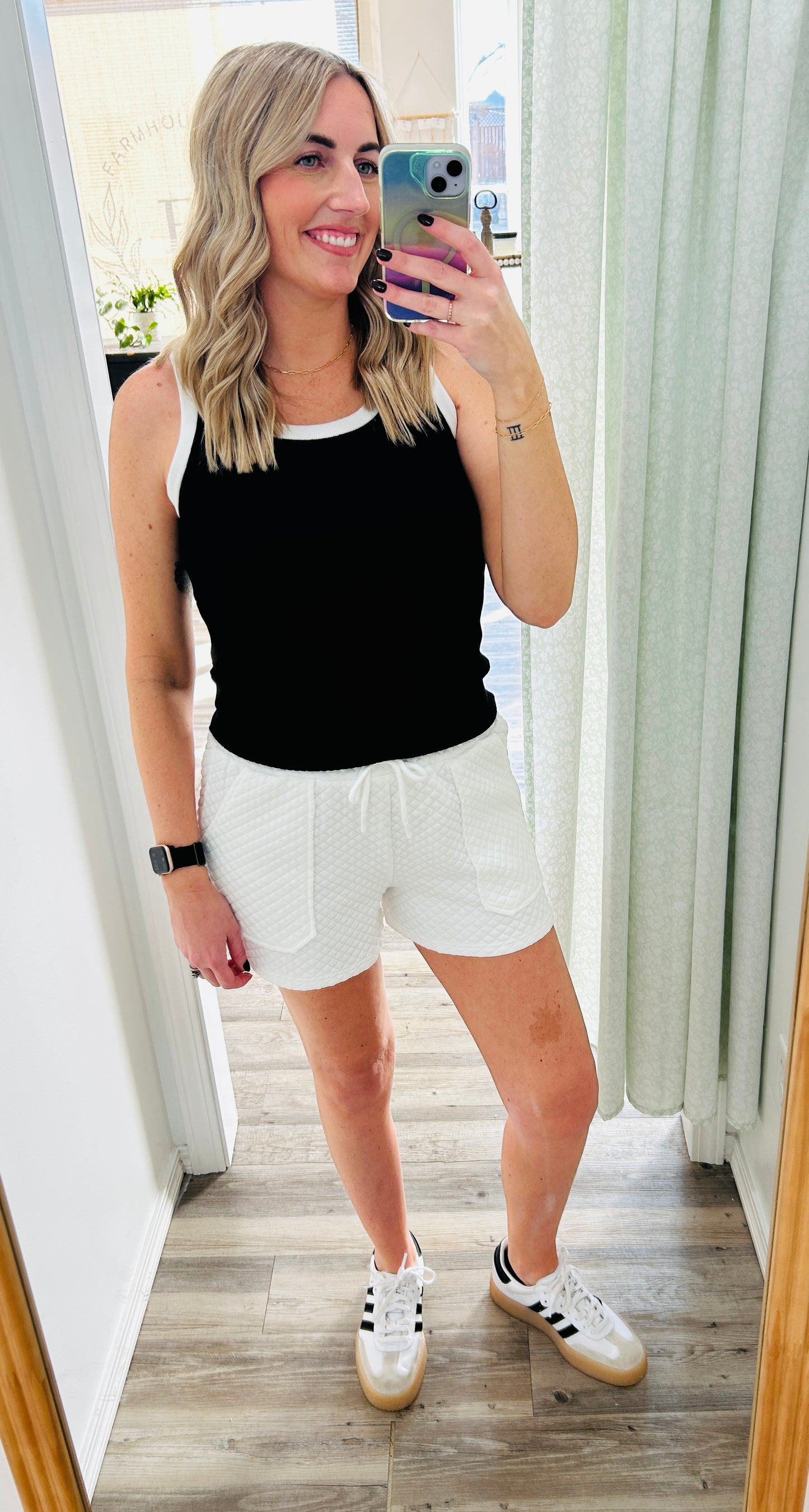 White Quilted Shorts