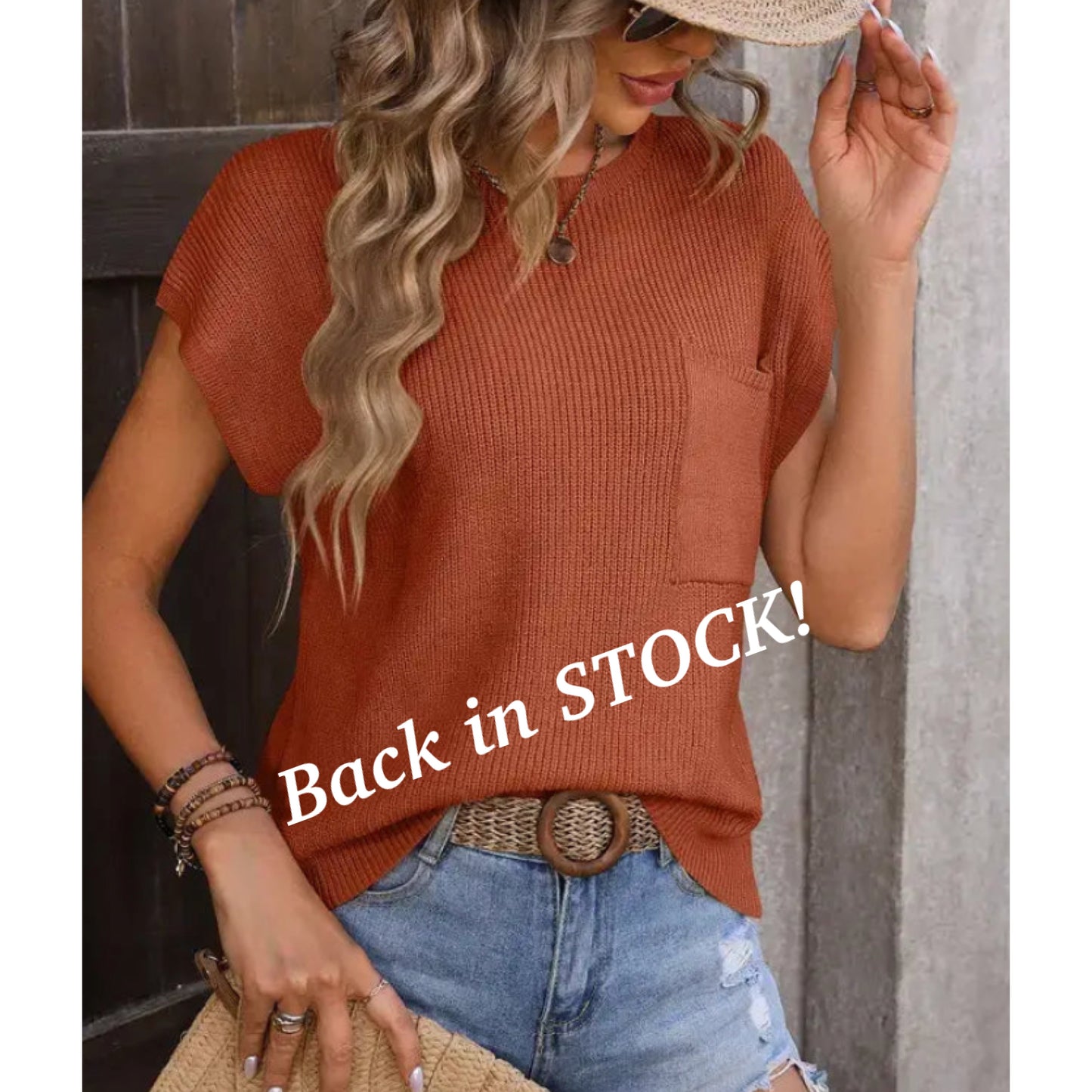 Rust Short-Sleeve Sweater