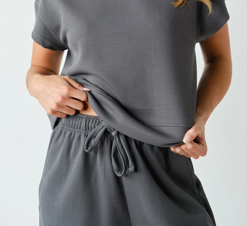 Luxe Rib Shorts - Charcoal