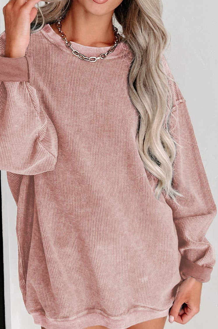 Rose Ribbed Sweatshirt