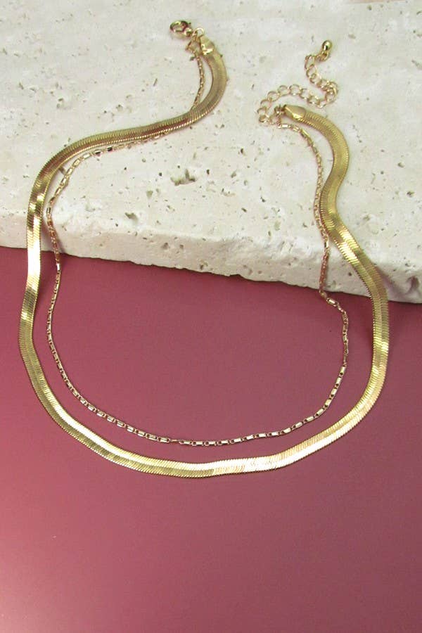 DOUBLE SNAKE NECKLACE - Silver