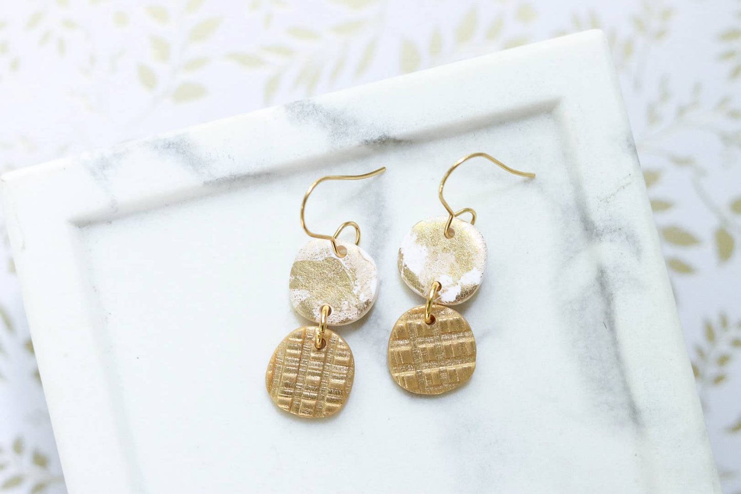 Gold Mix Clay Earrings