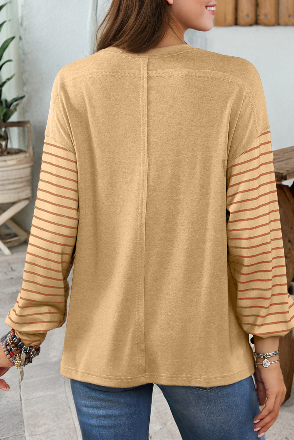 Camel Striped Top