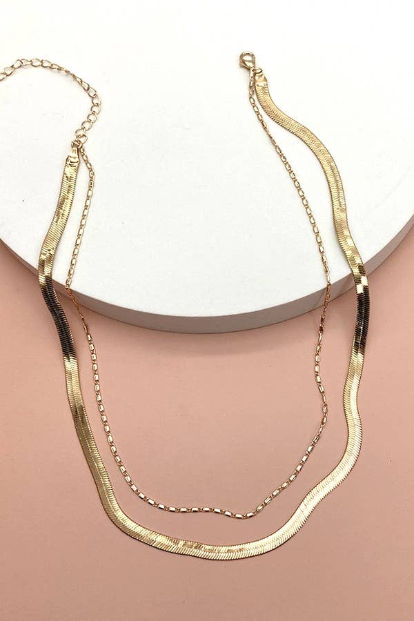 DOUBLE SNAKE NECKLACE - Silver