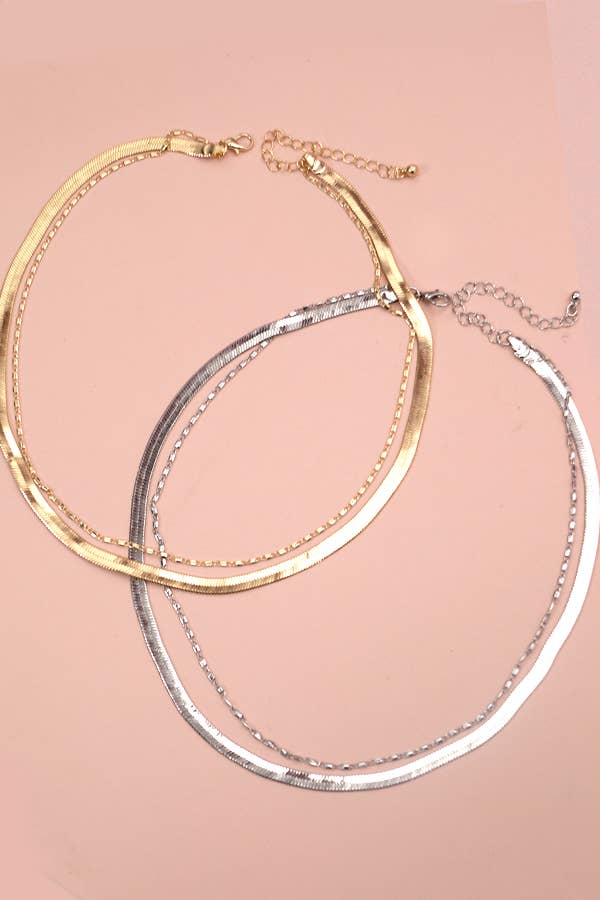 DOUBLE SNAKE NECKLACE - Silver