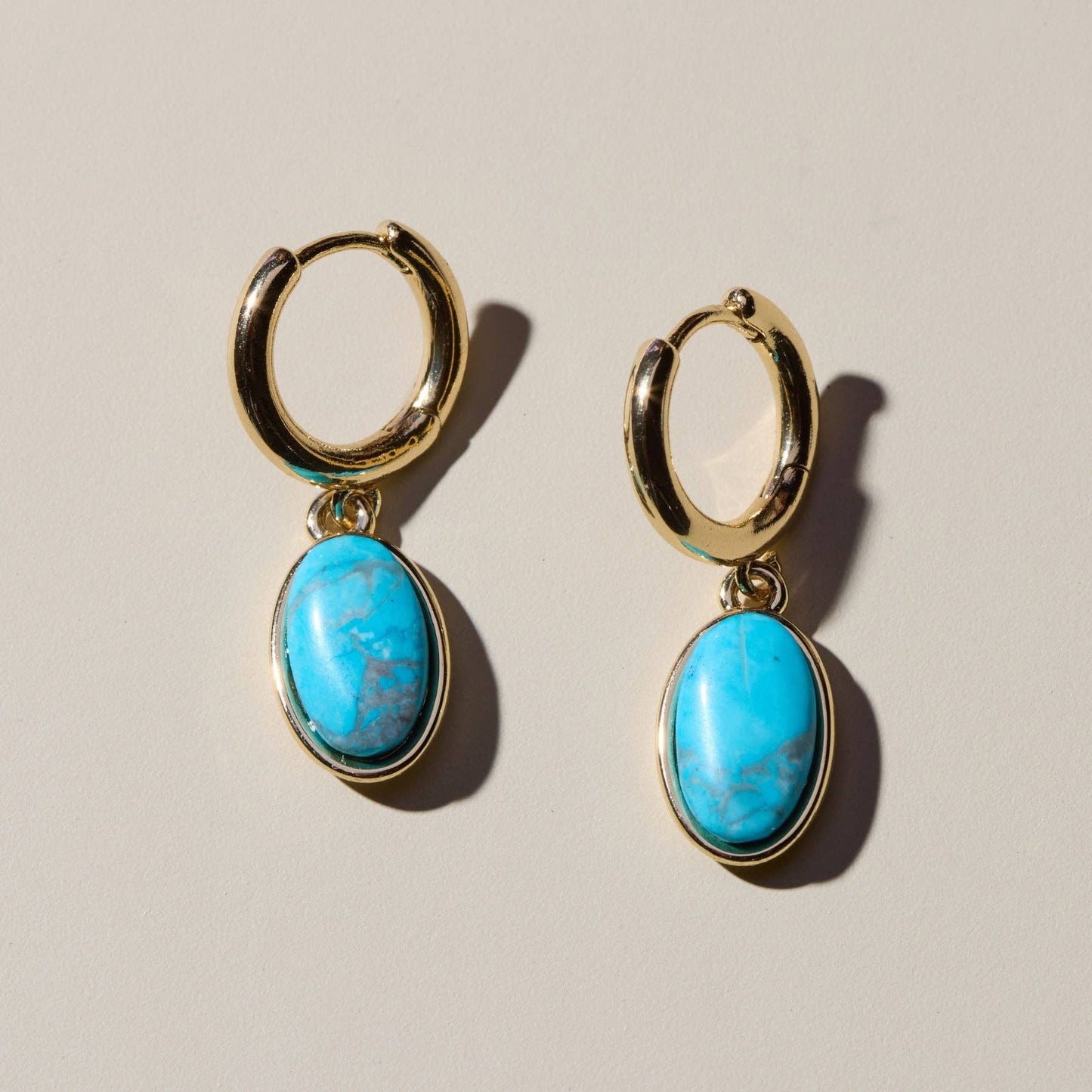 N&S Turquoise Oval Stone Huggies