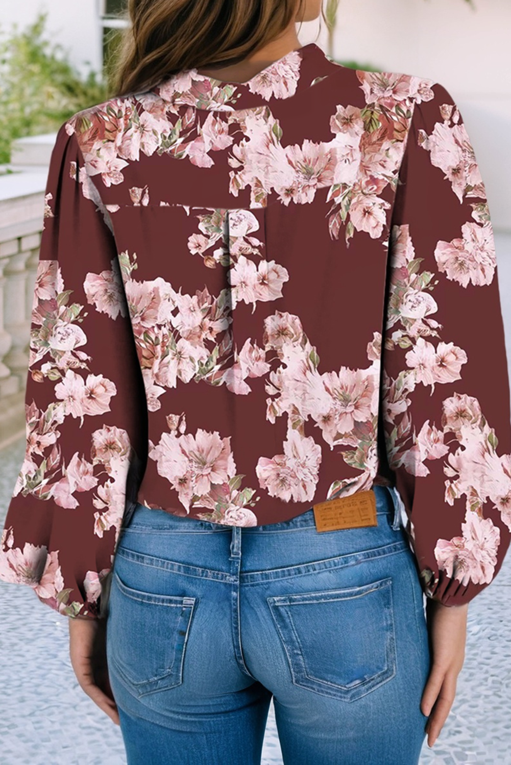 Burgundy Floral Blouse
