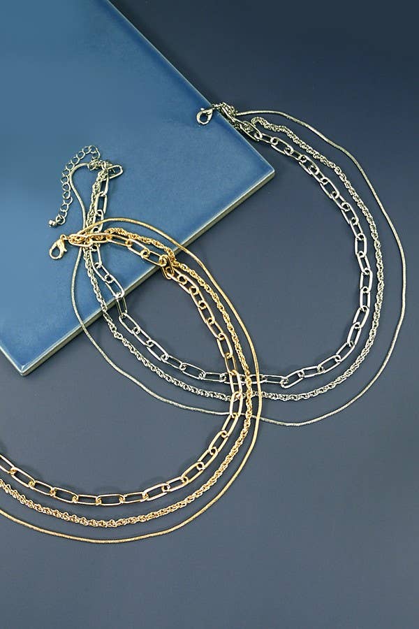 MULTI LAYER CHAIN NECKLACE - GOLD