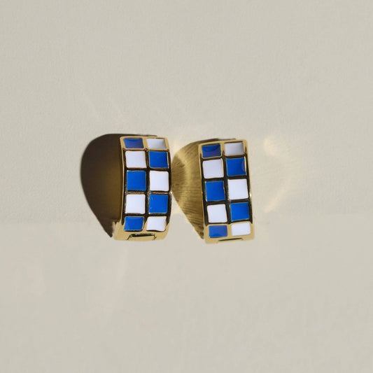 Blue & White Checkered  Huggies: Gold