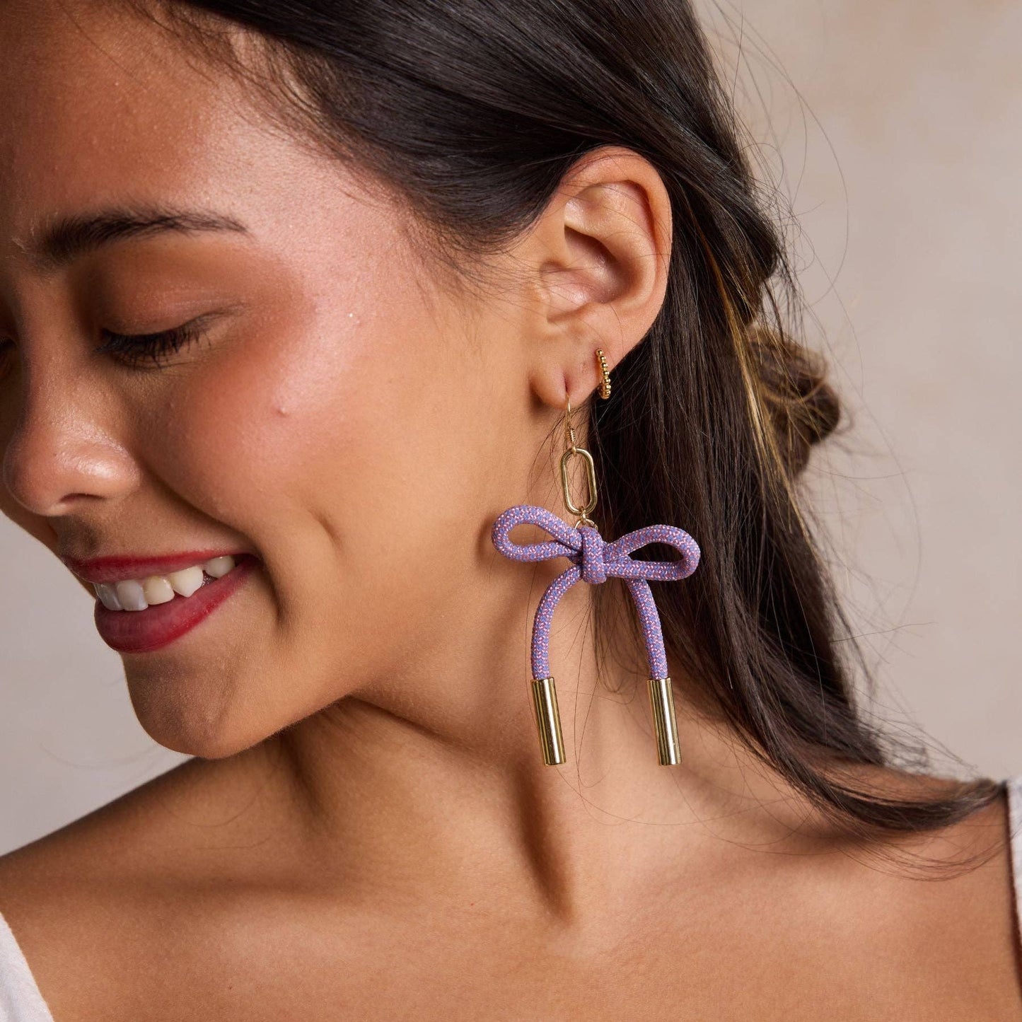 Lavender Simone Cord Earring: Silver
