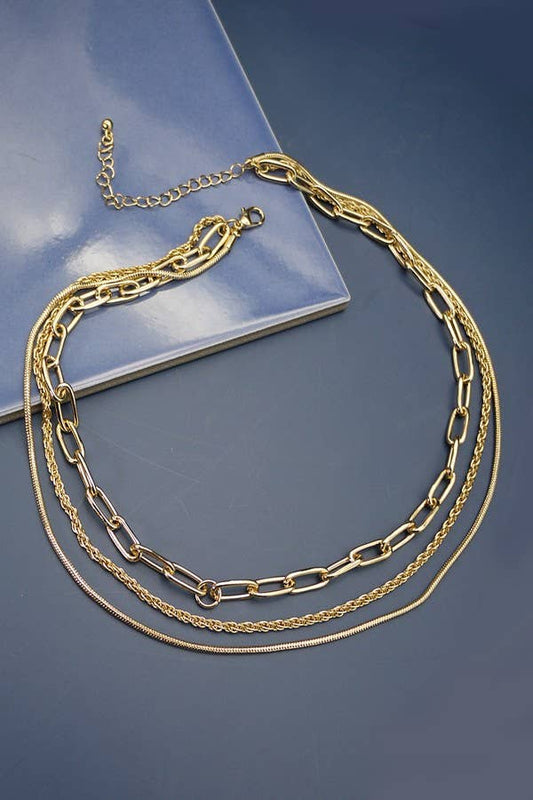 MULTI LAYER CHAIN NECKLACE - GOLD