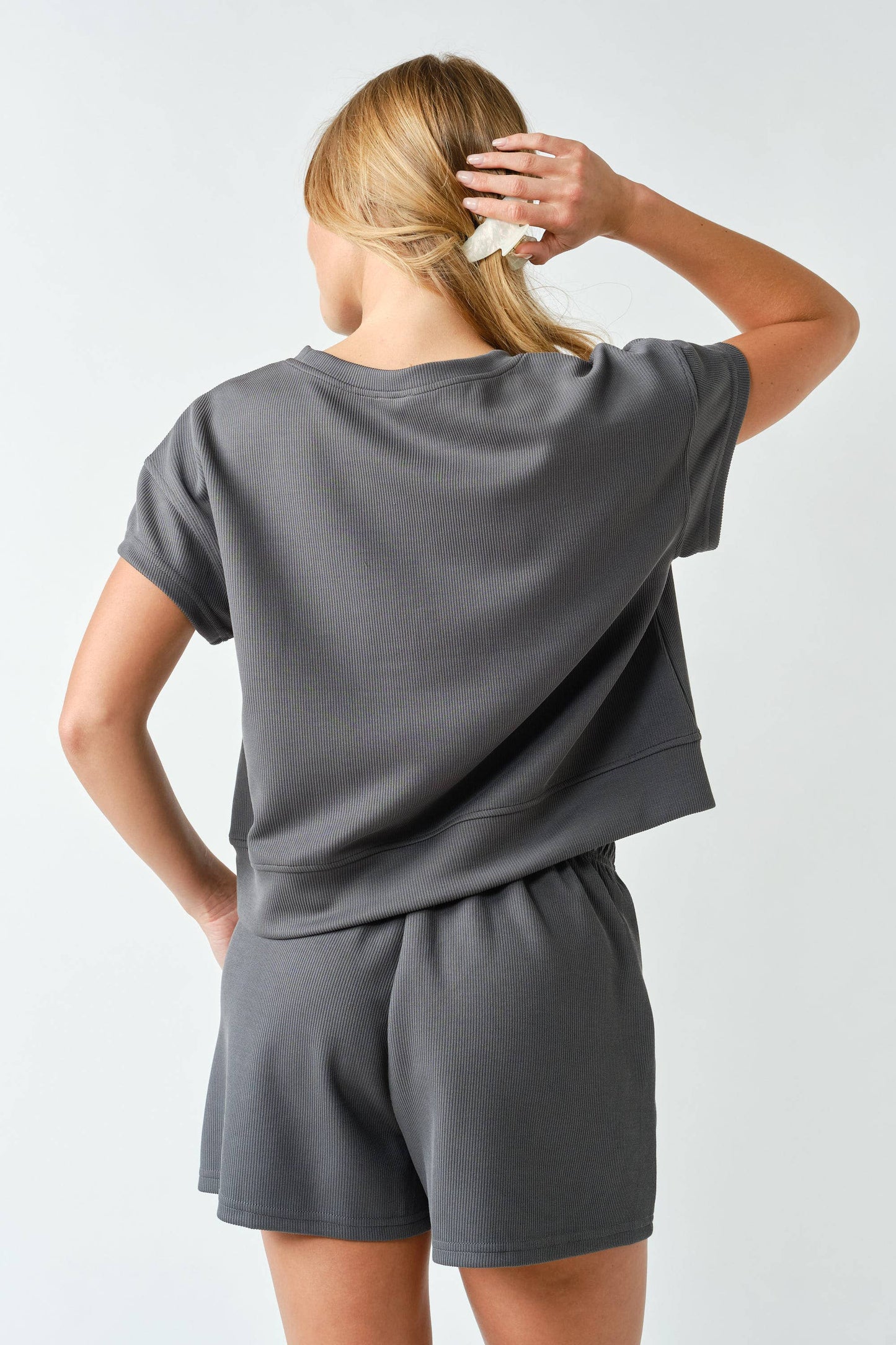 Luxe Rib Tee - Charcoal