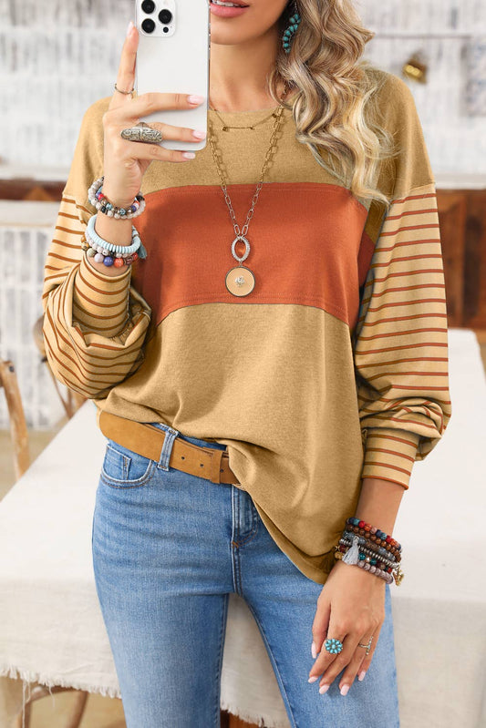 Camel Striped Top