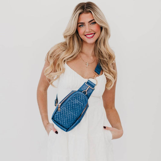 Waverly Woven Sling Bag - Blue