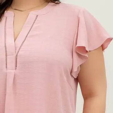 Plus Flutter Sleeve Woven Top