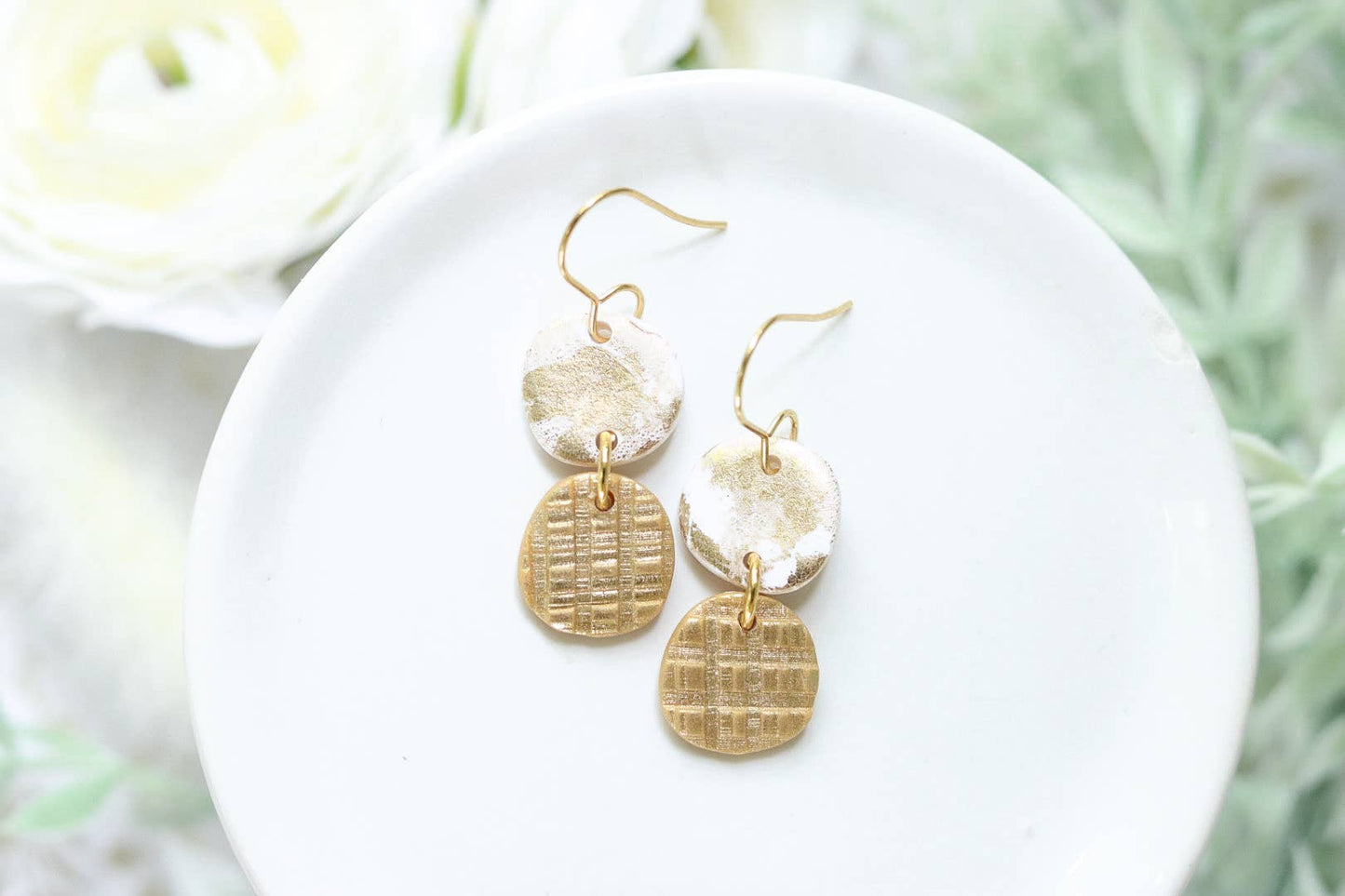 Gold Mix Clay Earrings