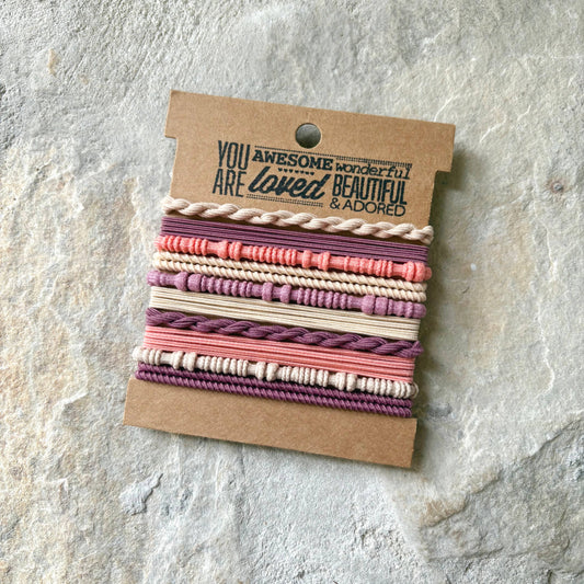 Basic Boho Hair Ties|Purple & Cream