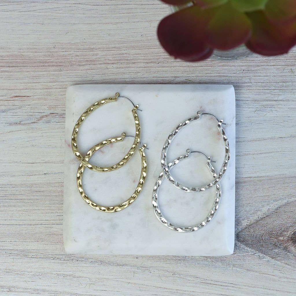 Hammered Hoop Earrings
