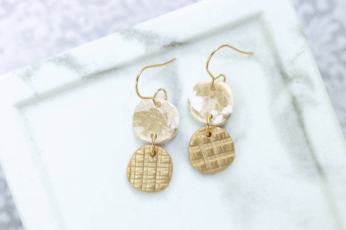 Gold Mix Clay Earrings