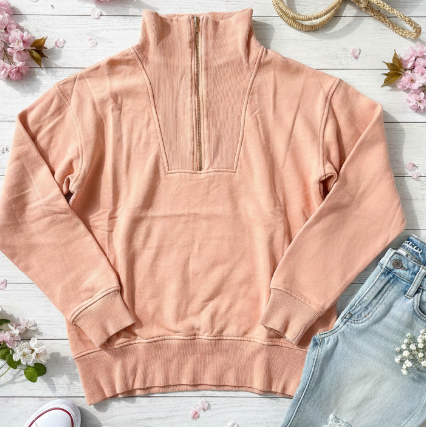 Coral Zip Pullover