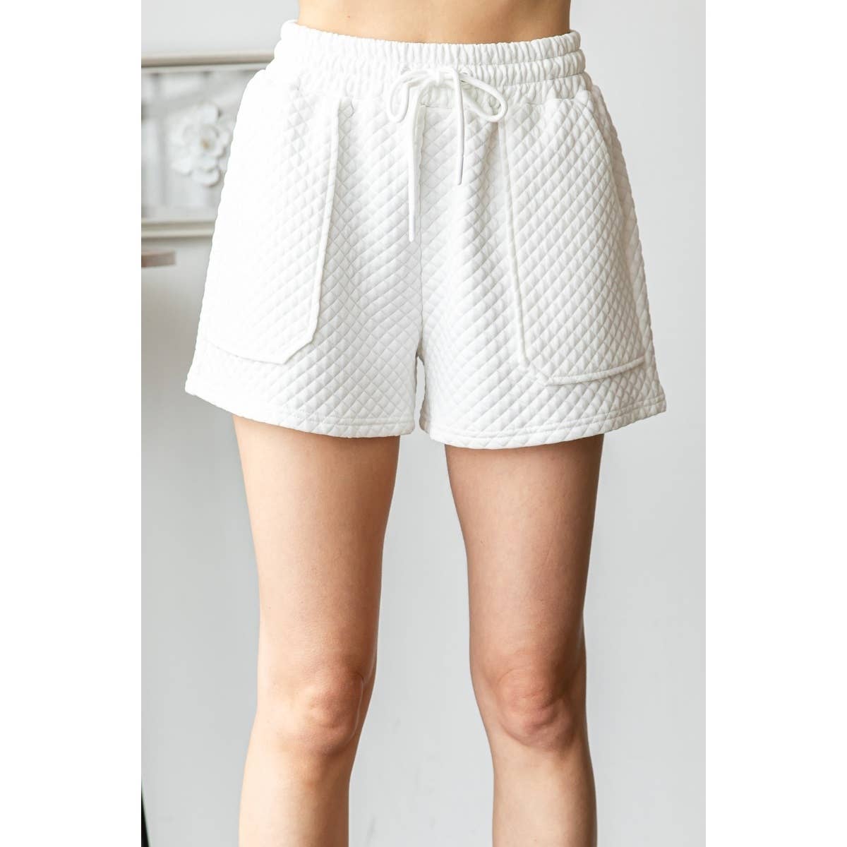 White Quilted Shorts
