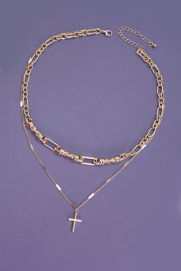 DOUBLE ROW CROSS Necklace