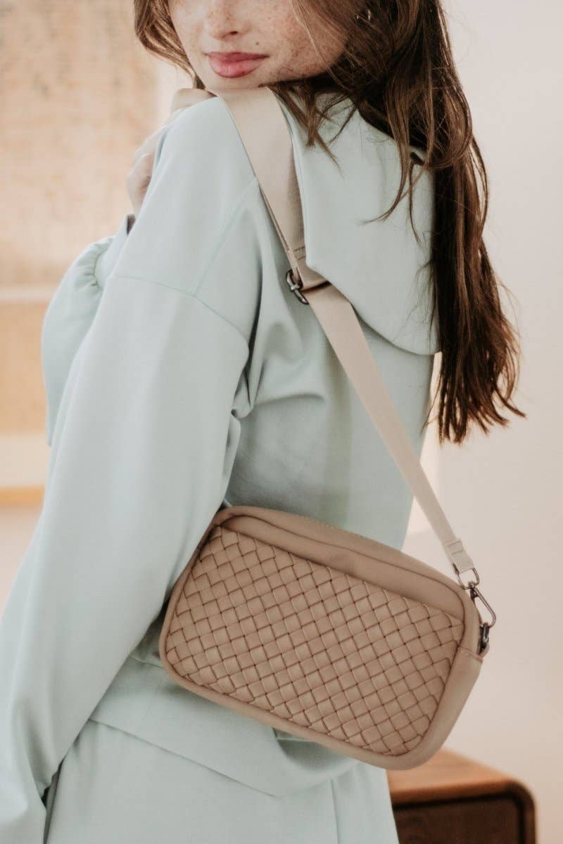 Tan Woven Crossbody Bag