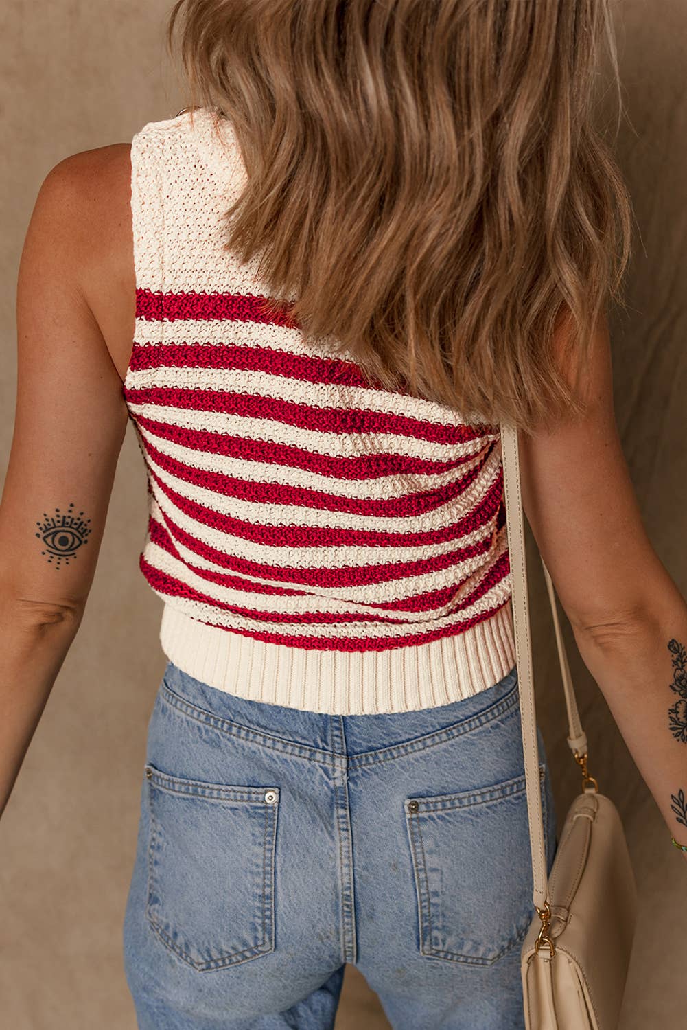 Red Stripe Sweater Tank