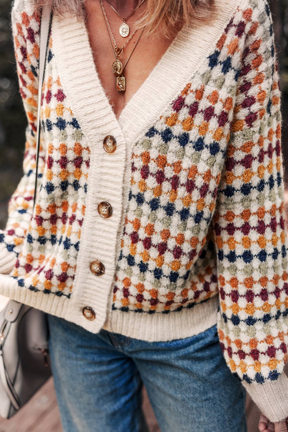 Dotty V Neck Cardigan