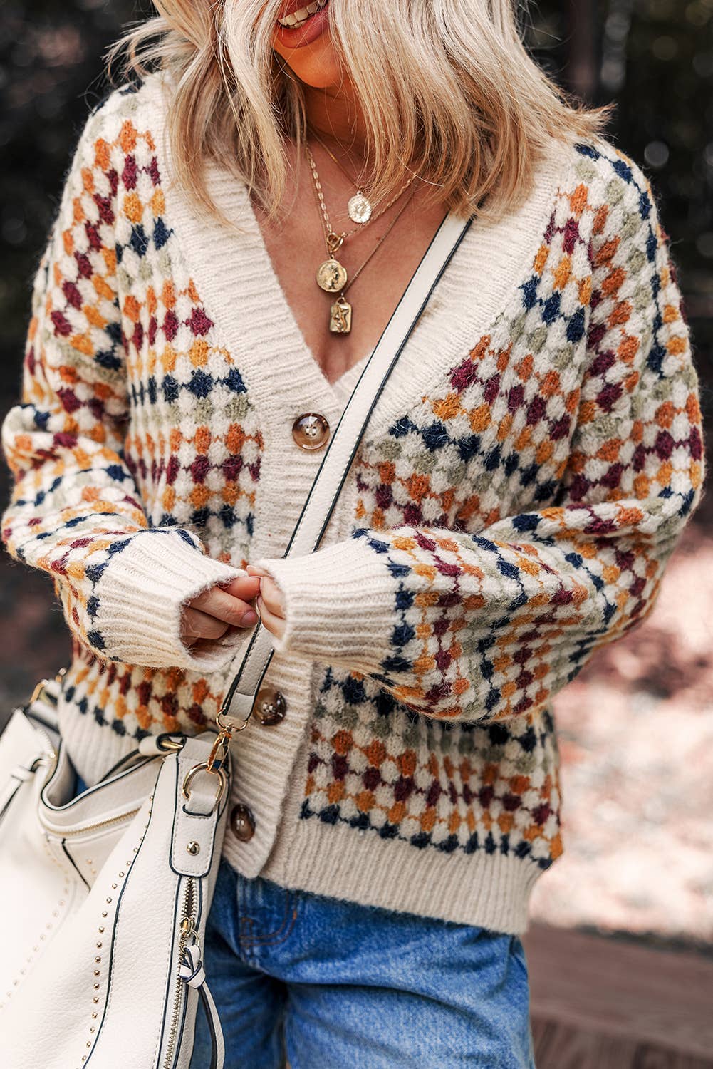 Dotty V Neck Cardigan