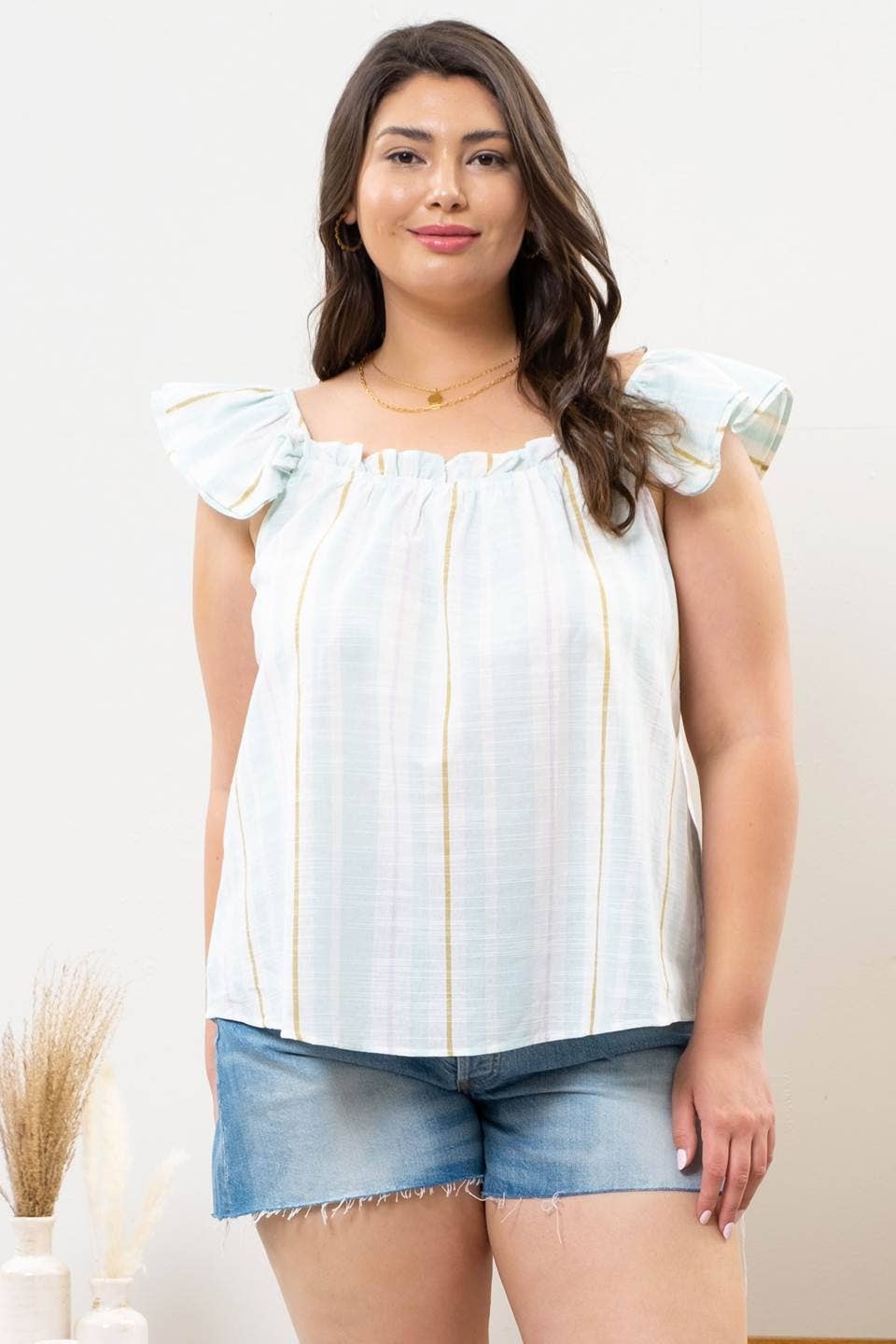 PLUS STRIPED TOP: MINT MULTI