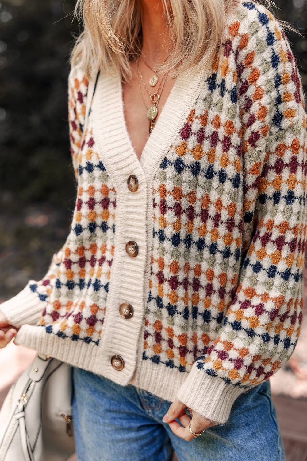 Dotty V Neck Cardigan