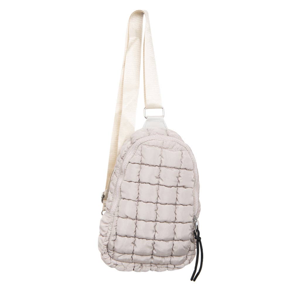 Quilted Sling Crossbody Bag - Gray