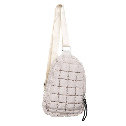 Quilted Sling Crossbody Bag - Gray