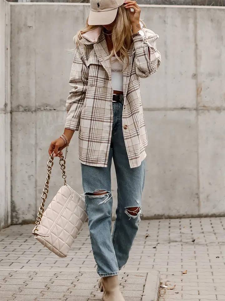 Khaki  Hooded Shacket