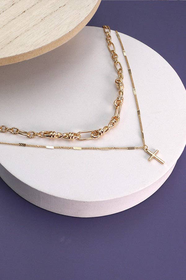 DOUBLE ROW CROSS Necklace