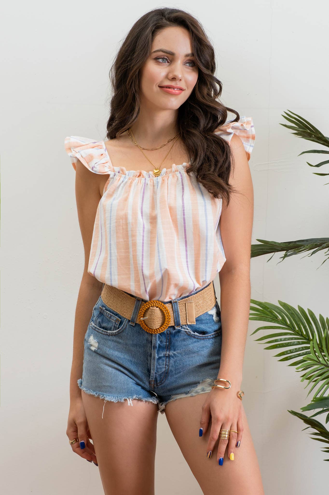 Peach STRIPED TOP
