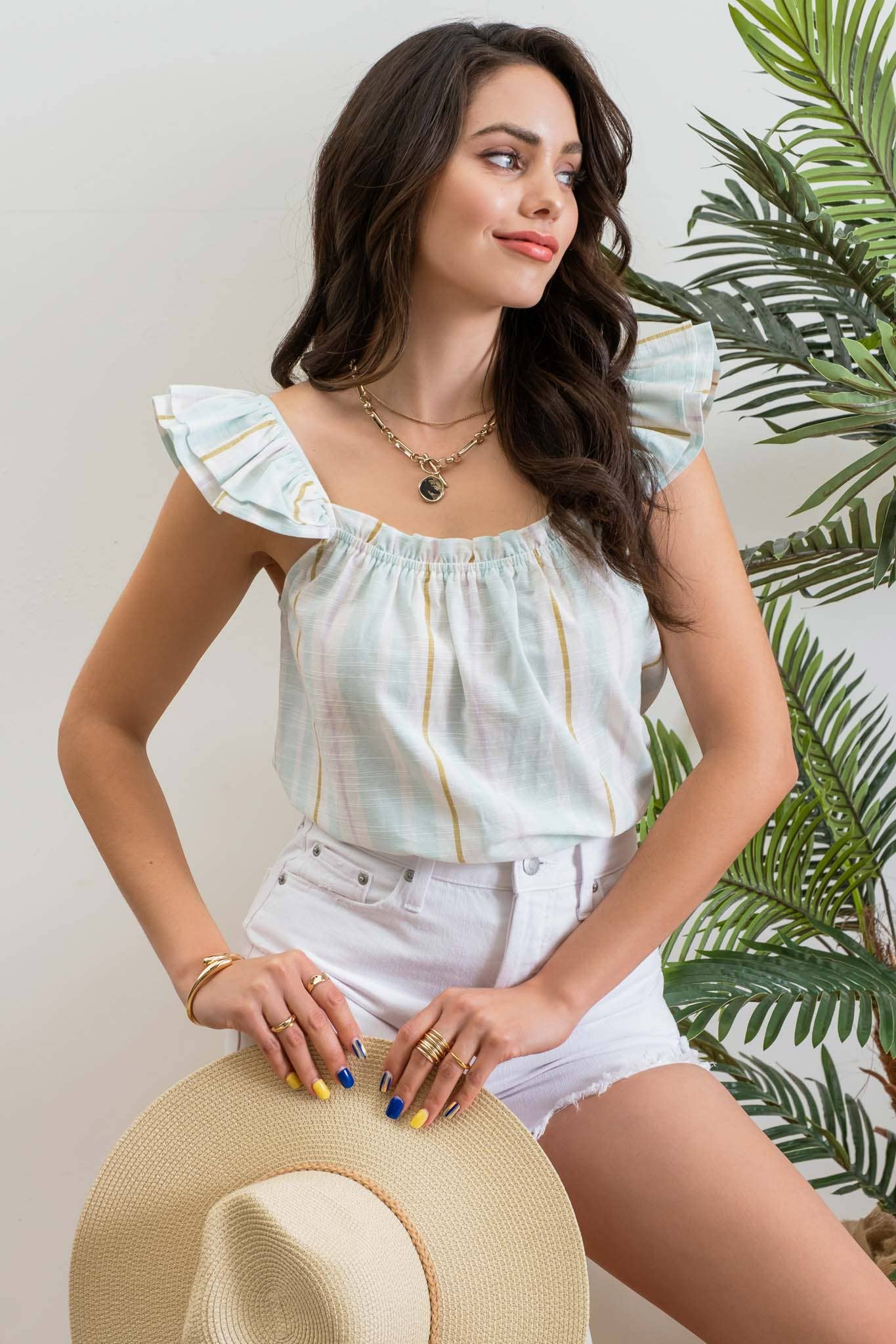 Peach STRIPED TOP