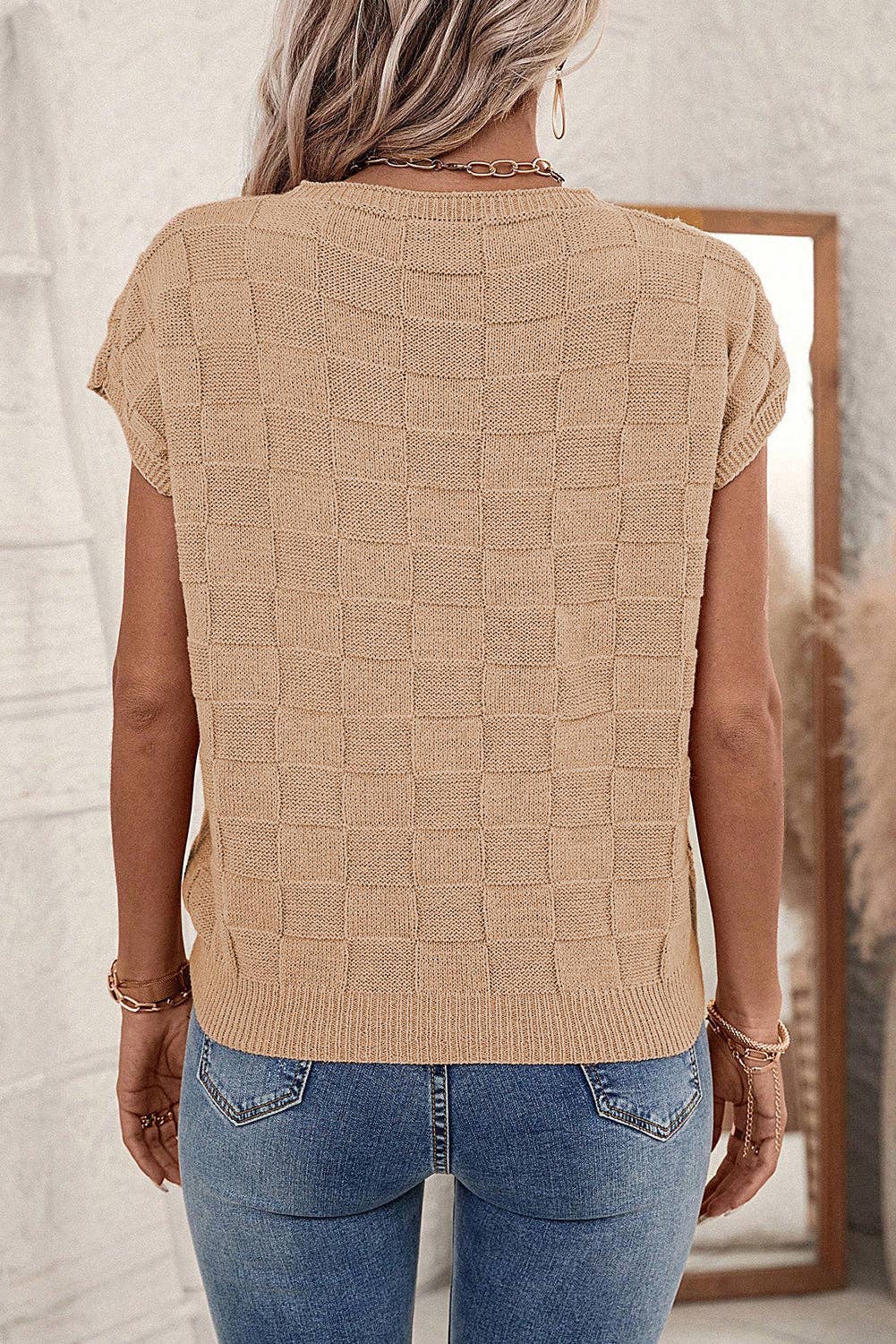Textured  Short Sleeve Sweater