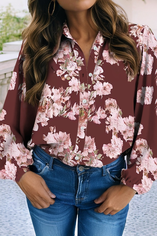 Burgundy Floral Blouse